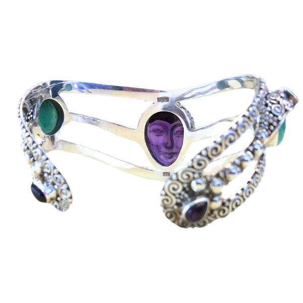 Amethyst Goddess Cuff Bracelet with Aventurine & Mystic Topaz