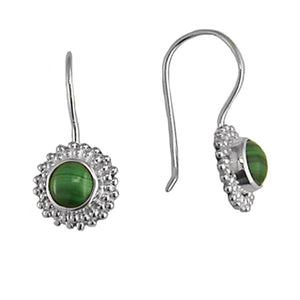 Earrings, Dangle- Malachite